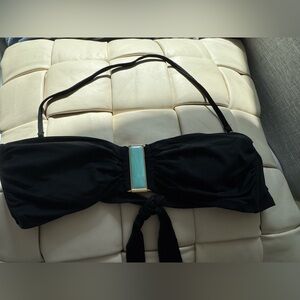 Vix Black Bikini Top with Turquoise Accent Bandeau adjustable